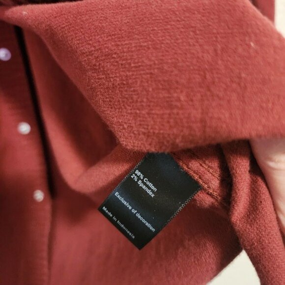 FLINT AND TINDER Moleskin Western Shirt Rust Snap Front Size Small - Picture 5 of 6